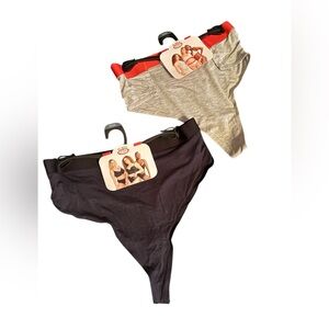 Women’s High-Cut Thong Briefs - Black and Heather Gray